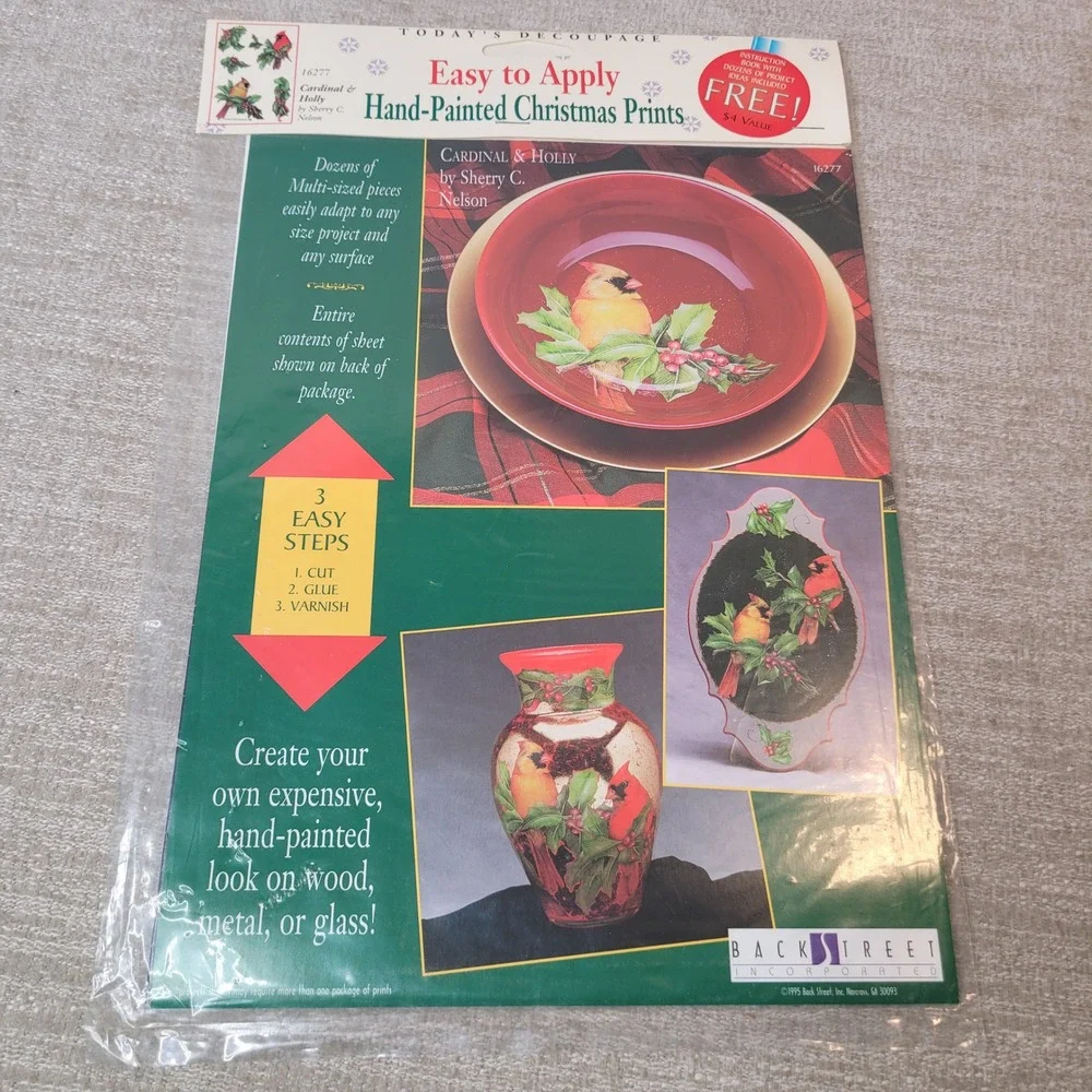 Back Street Inc Decoupage Prints Hand Painted Floral Christmas HUGE LOT New